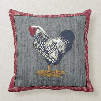 Coussin La grange de coq de Wyandotte lacée par argent