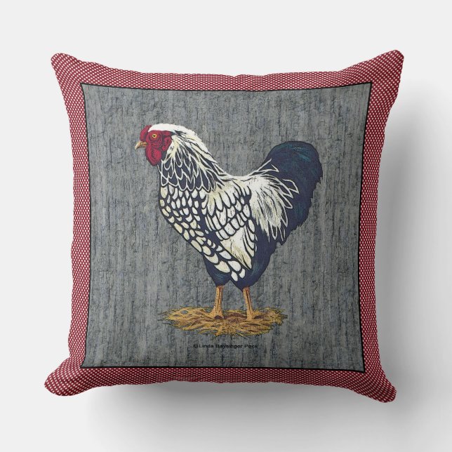 Coussin La grange de coq de Wyandotte lacée par argent (Recto)