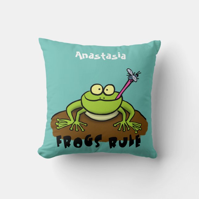 Coussin La grenouille règle drôle dessin de grenouille ver (Recto)