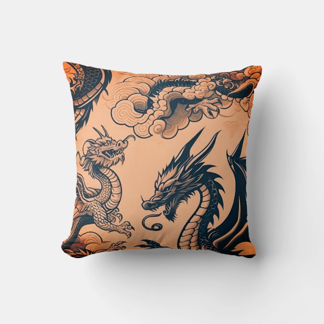 Coussin La guerre des dragons Cieux orange (Recto)