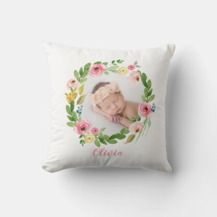 Coussin La guirlande d'aquarelle rougissent photo