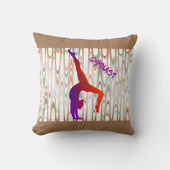 Coussin La gymnastique lance l'oreiller avec la gymnaste. (Recto)