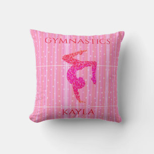 Coussin La gymnastique lance l'oreiller. Nom personnalisé.