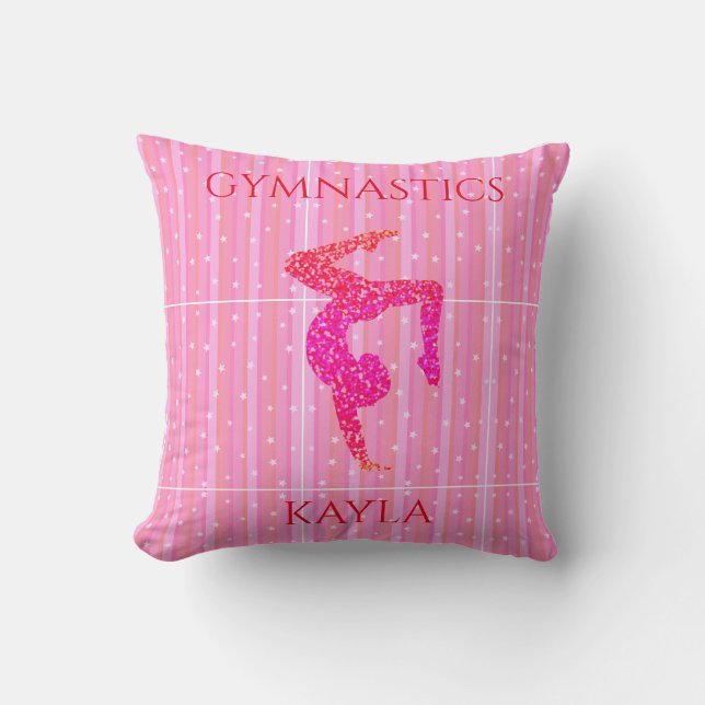 Coussin La gymnastique lance l'oreiller. Nom personnalisé. (Recto)