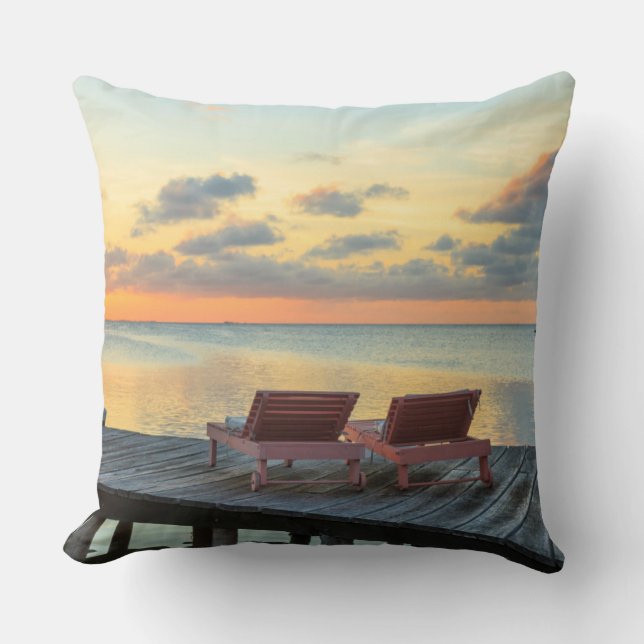 Coussin La jetée surplombe l'océan, Belize (Recto)