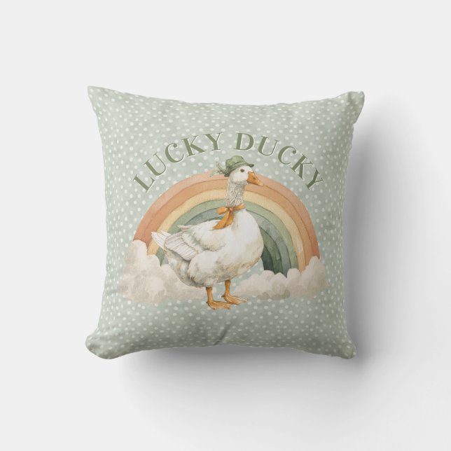 Coussin La journée de la Saint-Patrick Lucky Ducky avec ar (Recto)