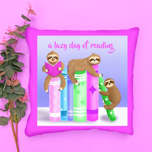 Coussin La journée paresseuse de lecture de Sloth Girl (Créateur téléchargé)