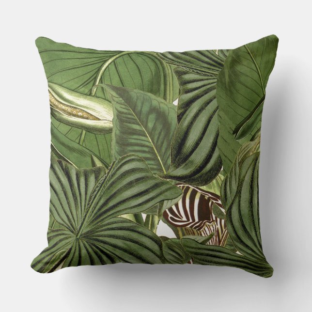Coussin La jungle tropicale botanique laisse le carreau (Recto)