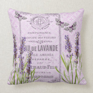 Coussin La lavande fleurit le collage vintage français
