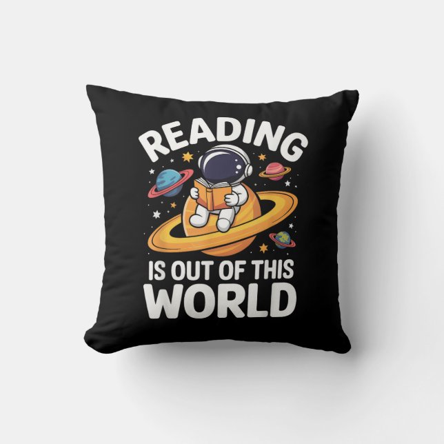 Coussin La lecture est hors de ce monde livres drôles d'es (Recto)