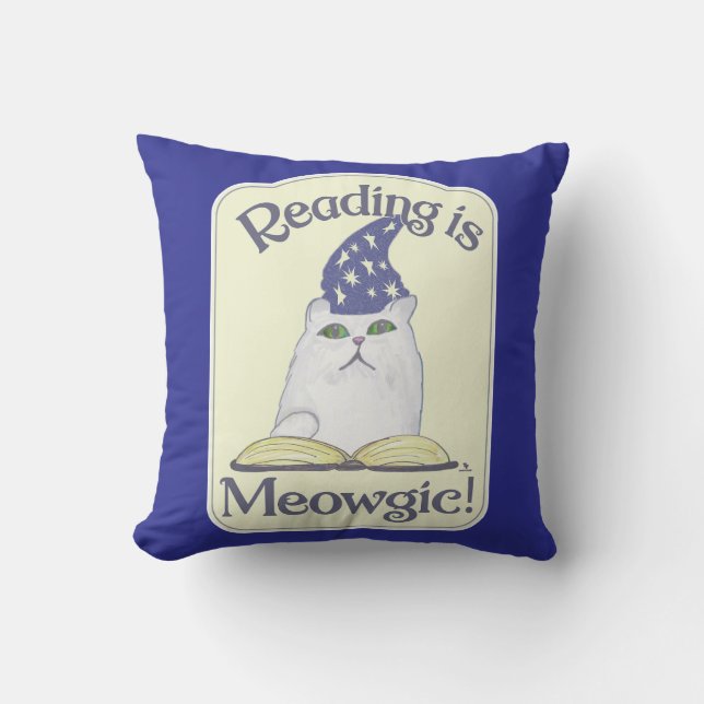 Coussin La lecture est un art de chat magique et amusant (Recto)