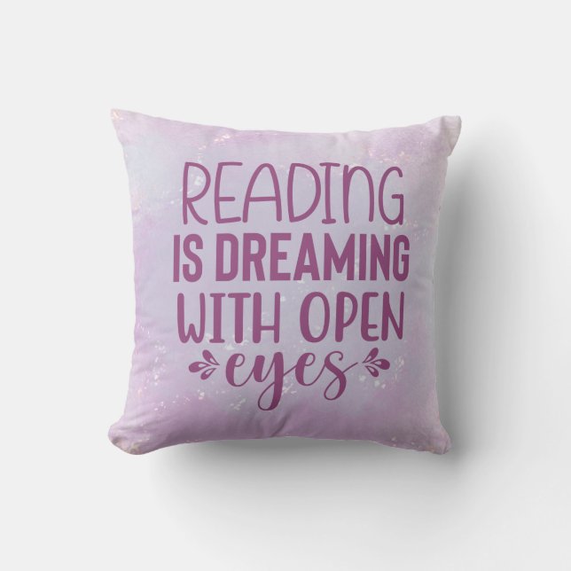 Coussin La lecture est un rêve les yeux ouverts Café (Recto)