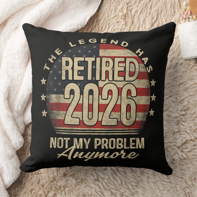 Coussin La légende a pris sa retraite 2026 drôle  (Couverture)