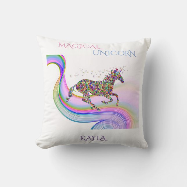 Coussin La licorne magique lance l'oreiller avec le nom de (Recto)