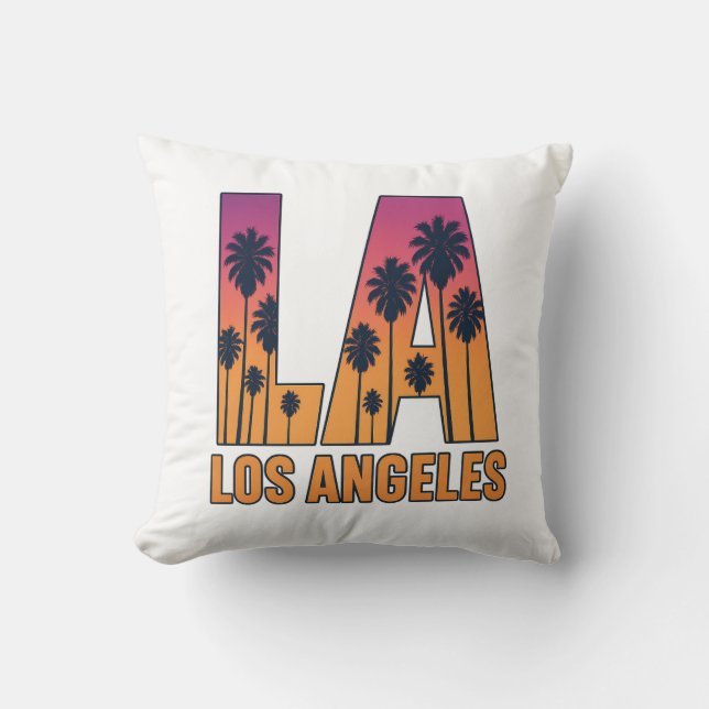 Coussin LA Los Angeles Palm Trees Sunset Retro Design (Recto)