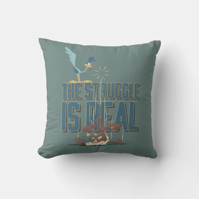 Coussin La Lutte Est Réelle ROAD RUNNER™ & Wile E. Coyote (Recto)