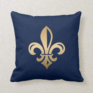 Coussin La luxueuse Gold Fleur de Lis Navy