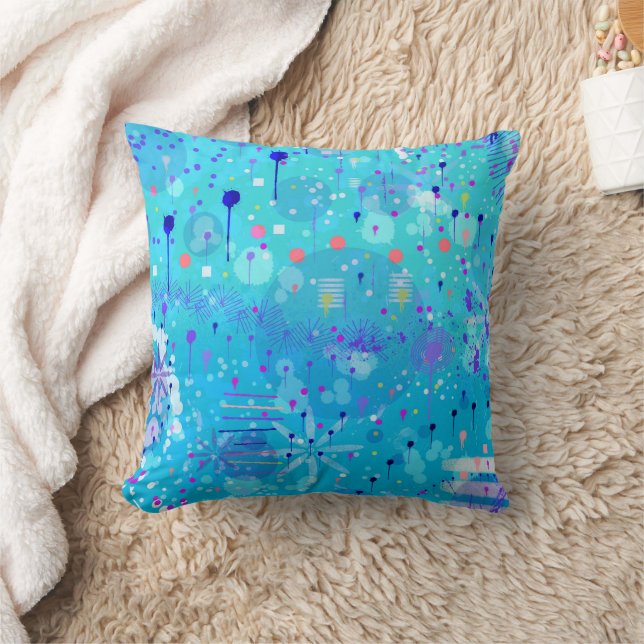 Coussin La machine à bulles : Art abstrait bleu (Couverture)