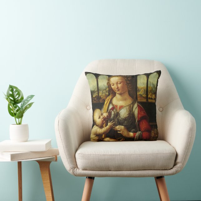 Coussin La Madone au Carnation de Léonard de Vinci (Chaise)