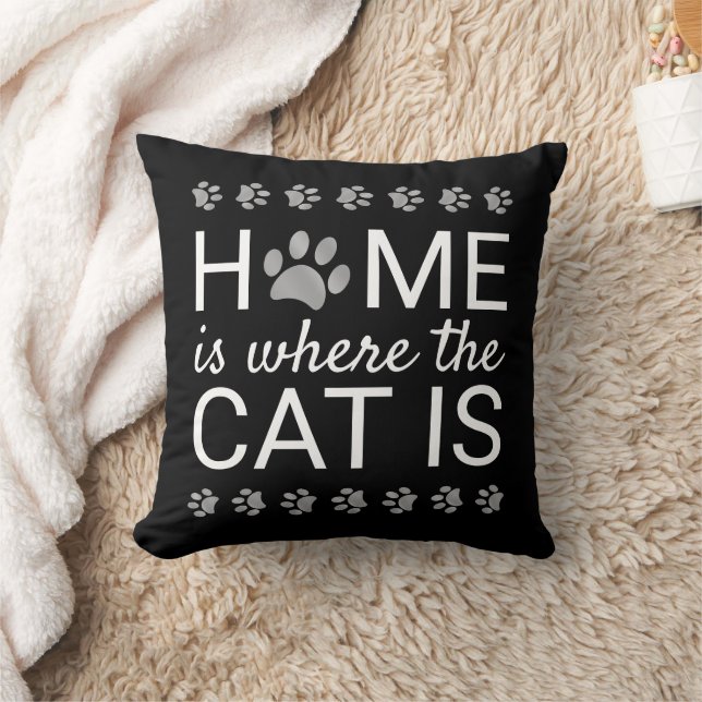 Coussin La Maison Est Là Où Est Le Chat Empreintes De Patt (Couverture)
