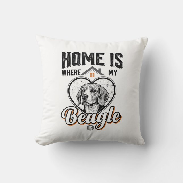 Coussin La maison est là où est mon Beagle Design de chien (Recto)