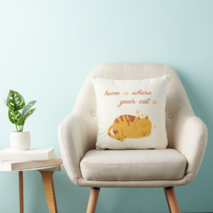 Coussin La maison est là où votre chat est mignon Chat ado