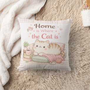 Coussin La maison est l'endroit où le chat est mignon Kitt