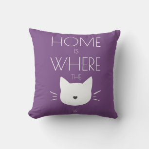 Coussin La maison est où est le chat motif tête de chat vi