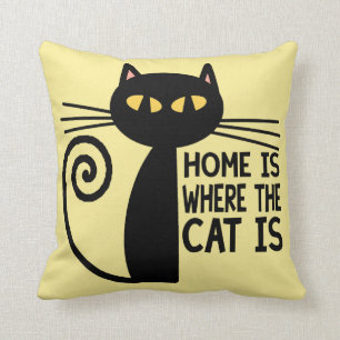 Coussin La maison est où le chat est (le beige)