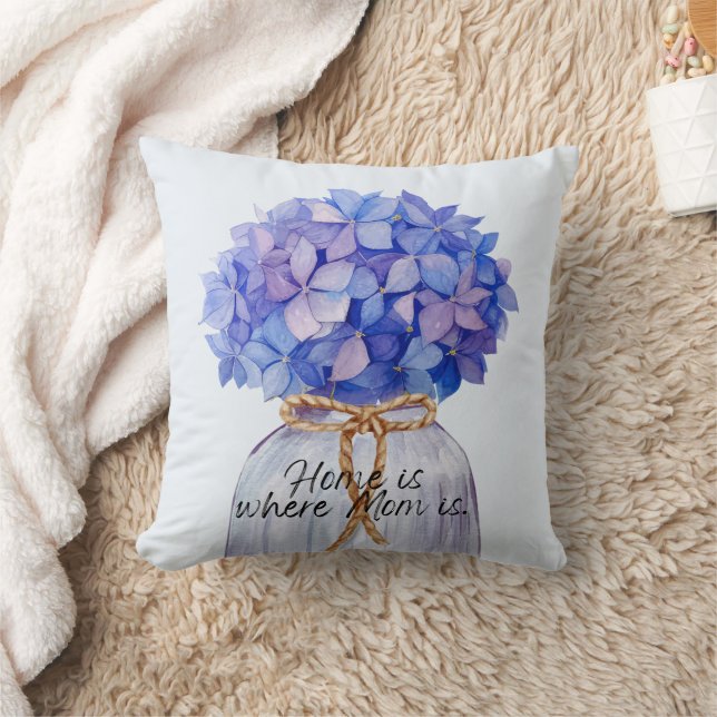 Coussin La Maison Est Où Maman Est Avec Hydrangea Jeu Orei (Couverture)