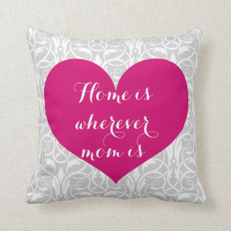 Coussin La maison est partout où la maman est - coeur et