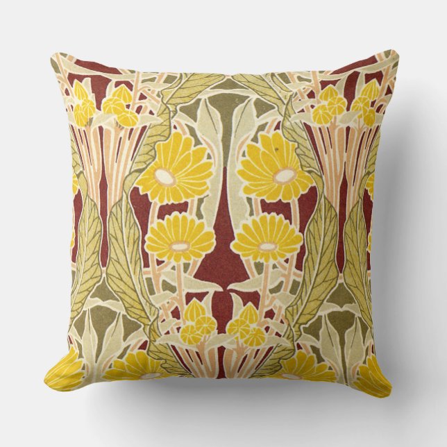 Coussin La marguerite jaune Art nouveau de René Beauclair (Recto)