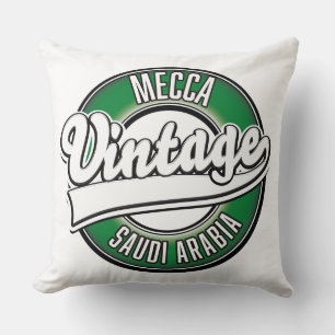 Coussin La Mecque arabie saoudite logo vintage