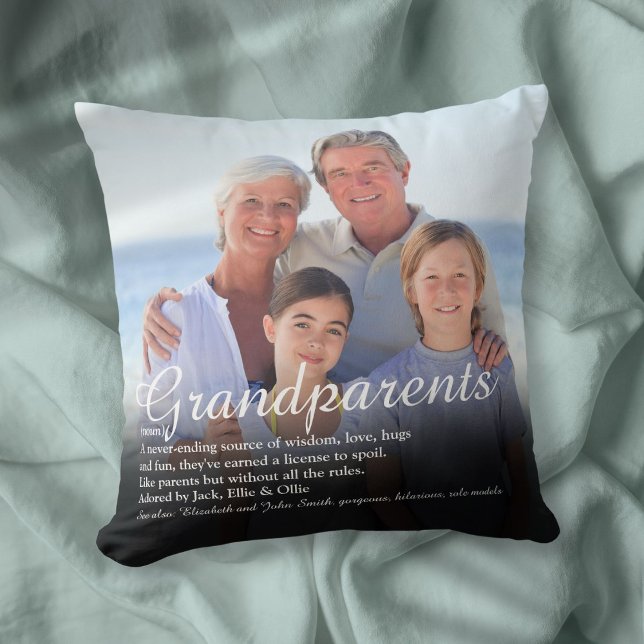 Coussin La meilleure définition de grands-parents au monde (World's Best Ever Grandparents Definition Throw Pillow)