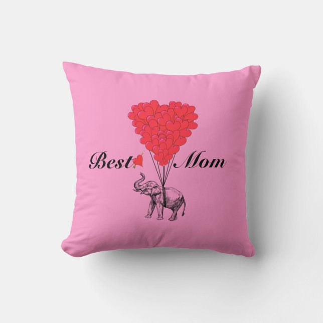 Coussin La meilleure maman d'éléphant romantique drôle (Recto)
