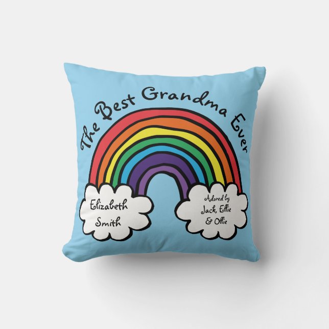 Coussin La Meilleure Mamie Grand-mère Jamais Coloré Arc-en (Recto)