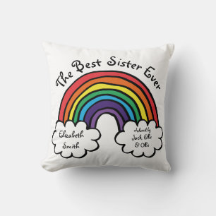 Coussin La meilleure soeur jamais colorée Arc-en-ciel