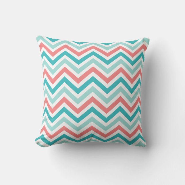 Coussin La menthe de corail Chevron d'Aqua barre le (Recto)