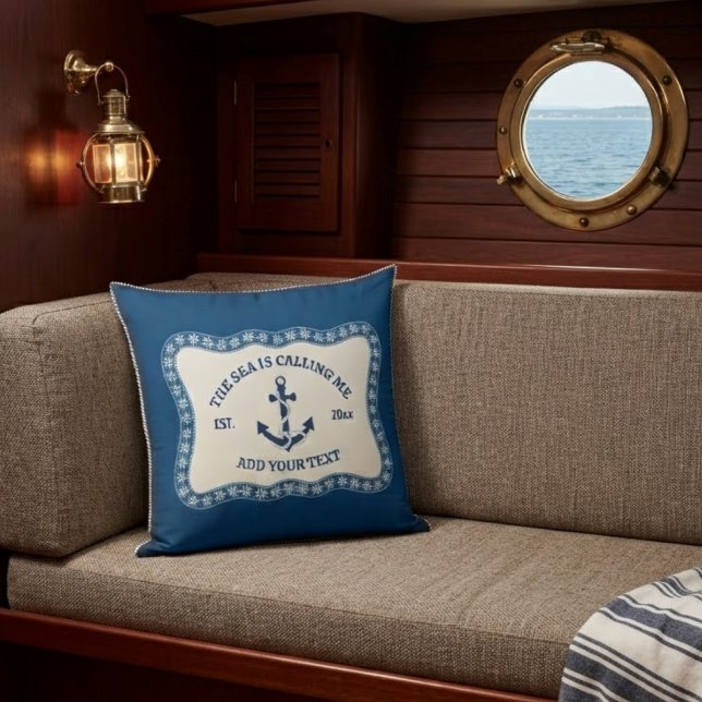 Coussin La mer m'appelle Maison de plage personnalisée (Créateur téléchargé)