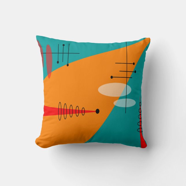 Coussin La moitié du siècle #86 atomique inspiré moderne (Recto)