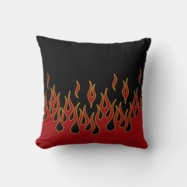 Coussin La moto flambe jaune et noir rouges (Recto)