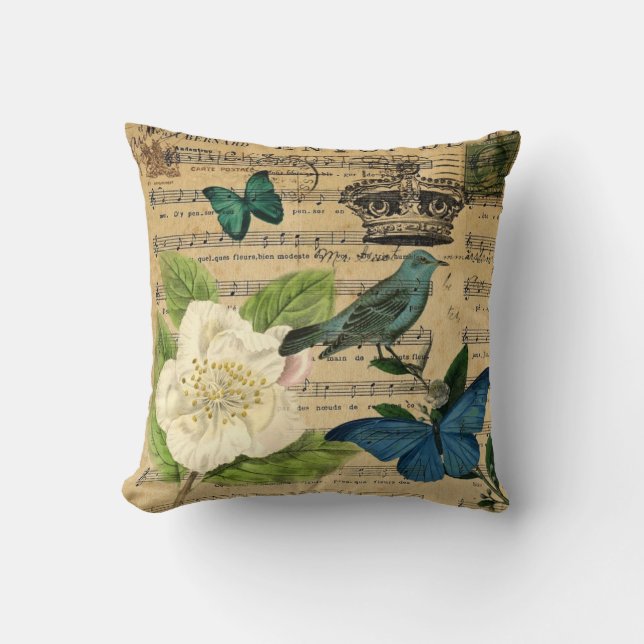 Coussin la musique botanique moderne note le camélia (Recto)