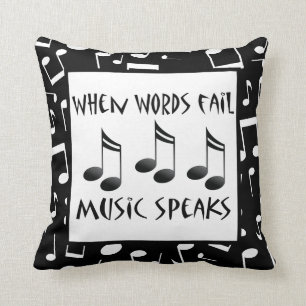Coussin La musique d'échouer de mots parle le cadeau de