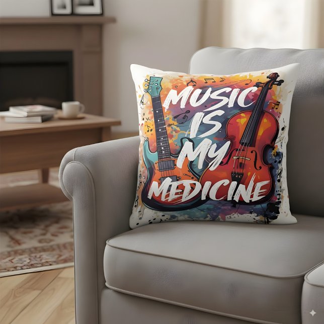 Coussin La musique est mon médicament (Créateur téléchargé)