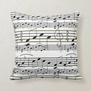 Coussin La musique note la musique de feuille noire et