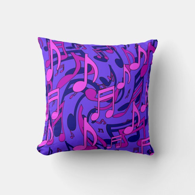 Coussin La musique note le motif bleu pourpre rose (Recto)