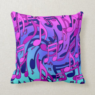 Coussin La musique note le motif pourpre bleu rose animé