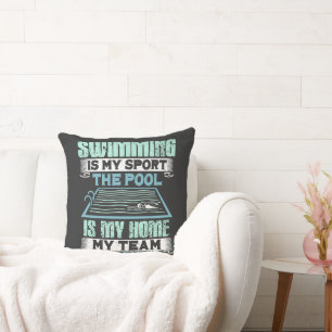 Coussin La natation est mon sport La piscine est ma maison