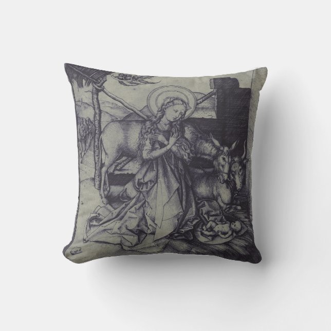 Coussin La Nativité de Noël Stark Ink Art (Recto)