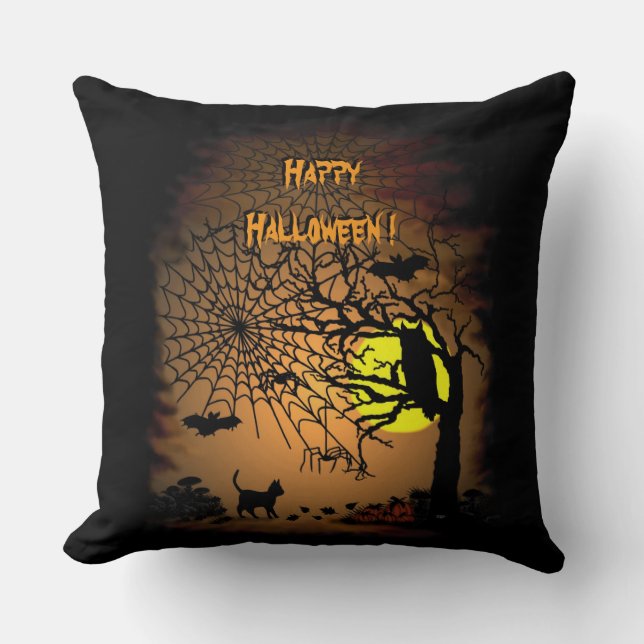 Coussin La nuit d'Halloween, Joyeux Halloween! (Recto)